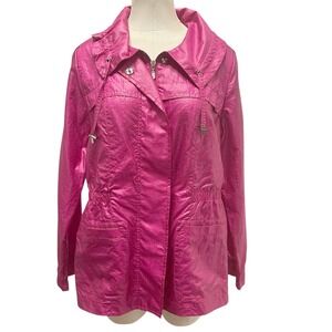 Zenergy by Chico's Jacket Women Size 0 Pink Metallic Lightweight Windbreaker Zip
